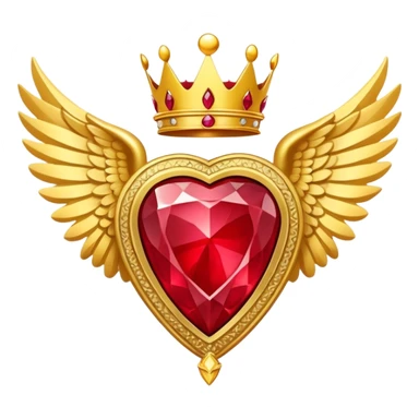 Big triangle rubby stone award-in-frame-decorated-with-big-golden-angel--wings and crown sticker