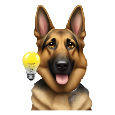 German shepherd with idea lightbulb sticker