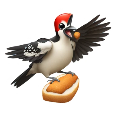 Woodpecker eating chicken sticker