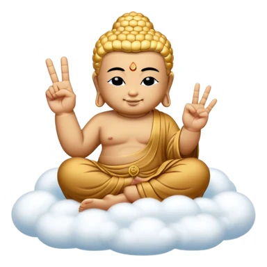 Buddah Floating On a cloud. While showing the peace sign with 2 fingers. sticker