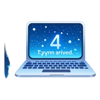 A square that reads "4 AM TYPING HAS ARRIVED" with a mood and stars behind it and glowing blue gradient text sticker