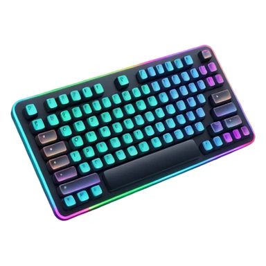 mechanical keyboard with colorful RGB lights, modern, apple emoji style sticker