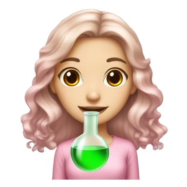 beautiful white girl with brown hair doing pink chemistry  sticker