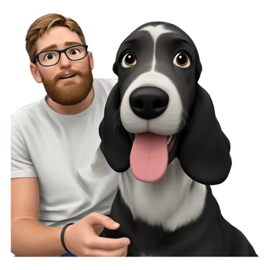 boy with dog indoors sticker