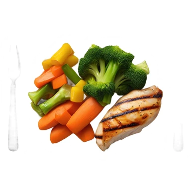 Grilled chicken with steamed veggies on plate sticker