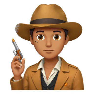 Smoking cigarette, holding gun sticker