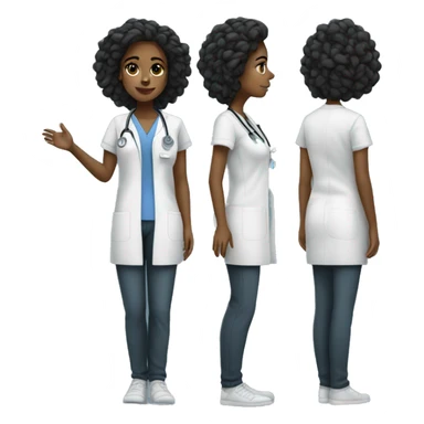 Black girl  Xray tech full body with scrubs turned left sticker