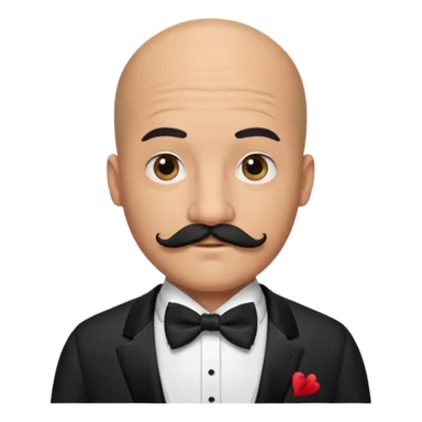Bald guy with thick black mustache & bow tie sticker