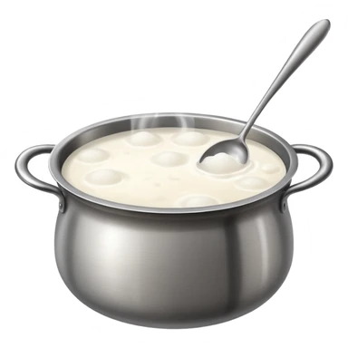 deep stainless steel pot with boiling clear water and floating glutinous rice flour balls sticker