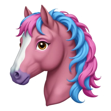  horse with curly and blue pink hair front angel  sticker