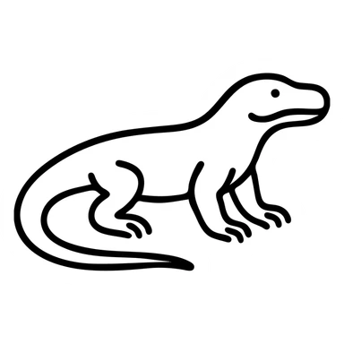 An outline of a komodo dragon with its distinctive reptilian features and long tail sticker