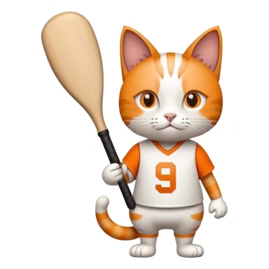 cat in a number 9 UT jersey with a baseball bat  sticker