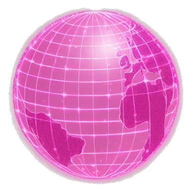 Pink and light pink, sparkly connected fiber optic, network, world globe   sticker
