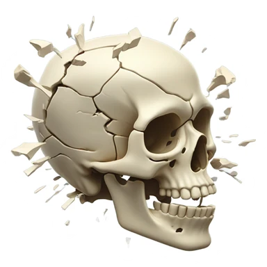 Skeleton head with an exploding head sticker