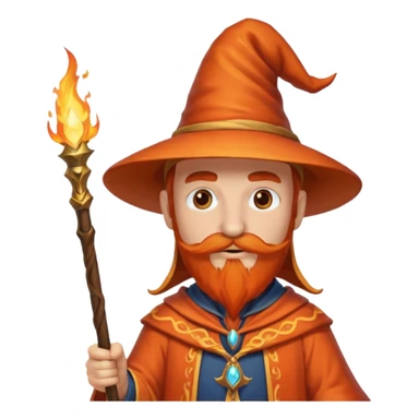 fire wizard with mustache sticker