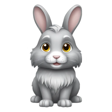 gray long-haired rabbit sticker