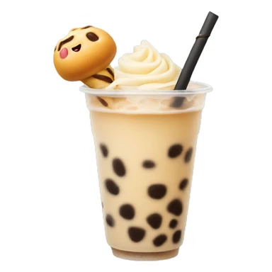 Boba tea with pastry  sticker