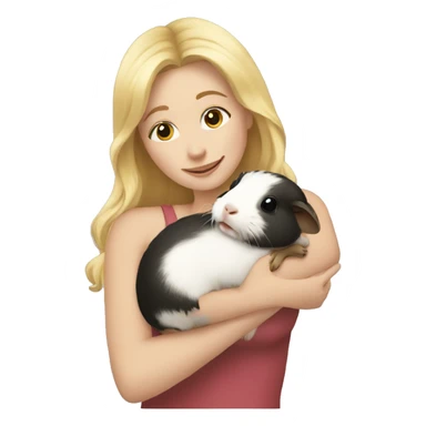 Blonde Woman hugging a guineapig sticker