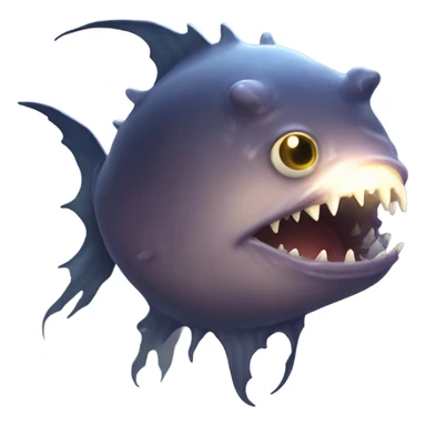 Anglerfish with a glowing lure hanging from its forehead, sharp teeth, and big eyes. sticker