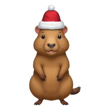 A full-length capybara wearing a New Year's hat sticker