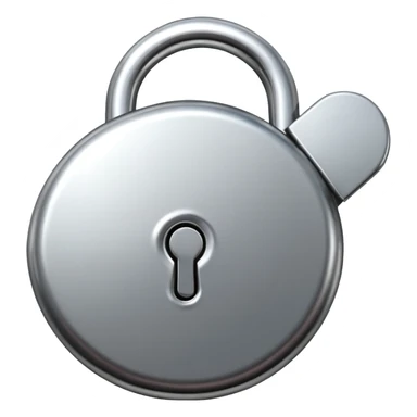 Chrome silver lock emoji, iOS emoji style, smooth metallic surface, rounded edges, reflective highlights, minimalistic sticker