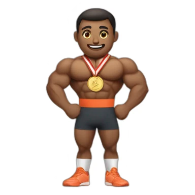 muscle man with medal sticker