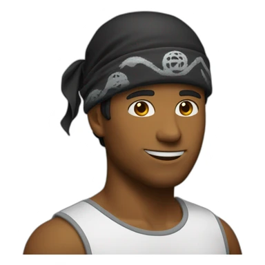 Un homme portant un bandana noir sur le visage et un bob sticker