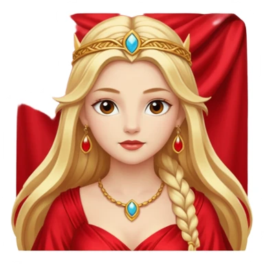Freya, Goddess of Love from Gods and Goddesses with long golden blonde hair, red outfit sticker