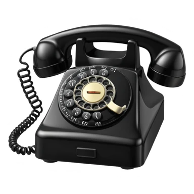 Telephone – Classic black rotary phone with cord sticker