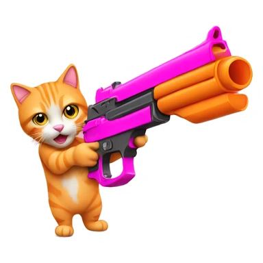 Orange cat with pink gun  sticker