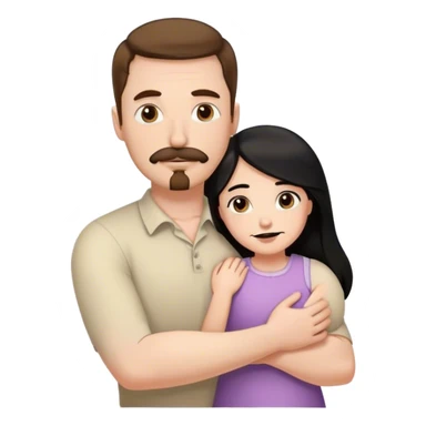 Couple, Tall strong white man with brown hair mustache and goatee, hugging small pale woman long with black hair sticker