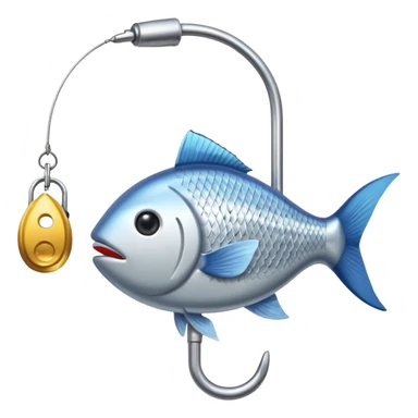 fish on a fishing rod hook sticker