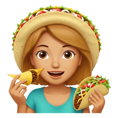Girl eating taco while sweating  sticker