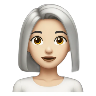 Girl with black hair and white skin and brown eyes sticker