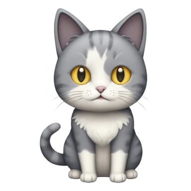 full body derpy looking large short hair dark grey and white cat sticker