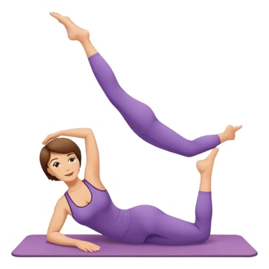 Pretty, sexy, mature, slightly curvy white Woman with short brown hair doing Pilates exercises  sticker