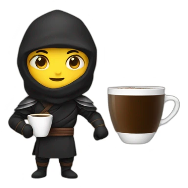 ninja holding a cup o coffee sticker