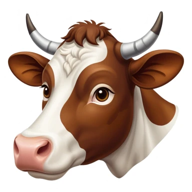 cinematic-noble-brown-and-white-cow-portrait-emoji,-poised-and-regal,-with-a-large,-sturdy-build-and-a-beautifully-patterned-hide-of-rich-brown-accented-by-crisp-white-patches,-deep-set-soulful-brown-eyes,-simplified-yet-sharp-and-sophisticated sticker