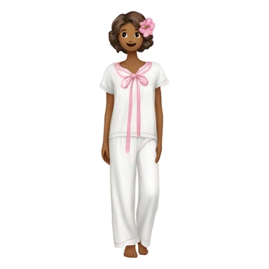 white long flowy brandy melvile pyjamas with pink flowers and bows on  sticker