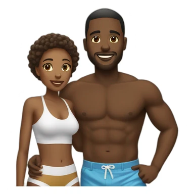Black Couple on the beach sticker