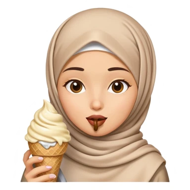 Girl wearing hijab eating ice cream sticker