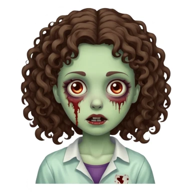 a zombie girl, the hair is curly and bruenette sticker