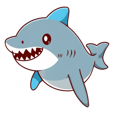 Shark man swollen and inflated like in cartoon sticker