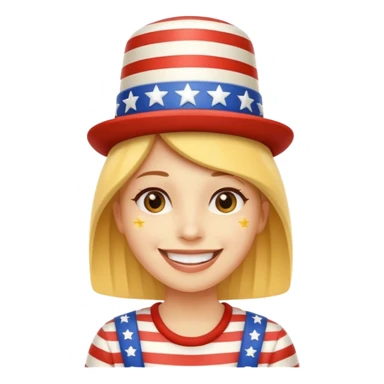 smiling emoji wearing stars and stripes hat celebrating Independence Day sticker