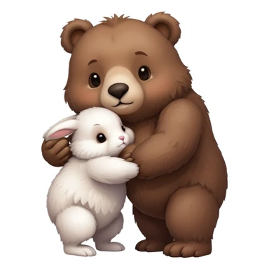 small bunny holding hands with big bear sticker