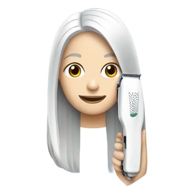 White hair straightener  sticker