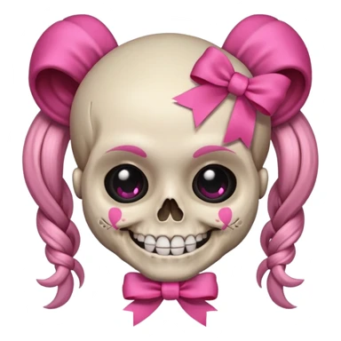 skull emoji with pink ribbon pookie sticker