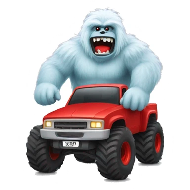 Yeti driving a red monster truck sticker