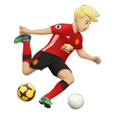 blonde manchester united player kicking sticker