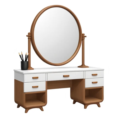 White desk with vanity mirror (no person) sticker